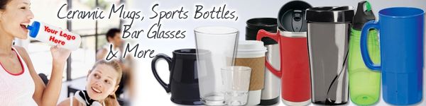 Mugs, Sports Bottles, Travel Mugs, Glassware, shot Glasses, Bar Glasses