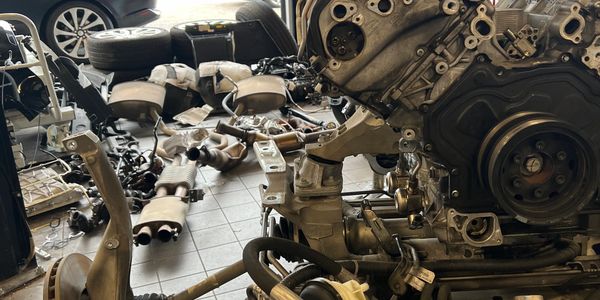 Engine being rebuilt.
