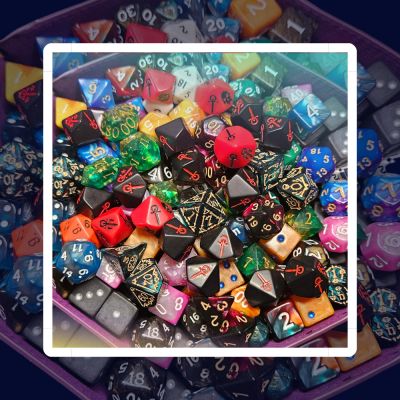 A colorful collection of various gaming dice.