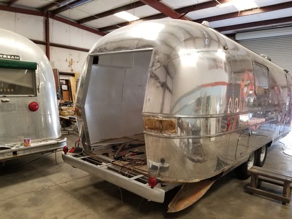 Customized Mirror polished Airstream Overlander, being fabricated for Cirque du Soleil, Magic City