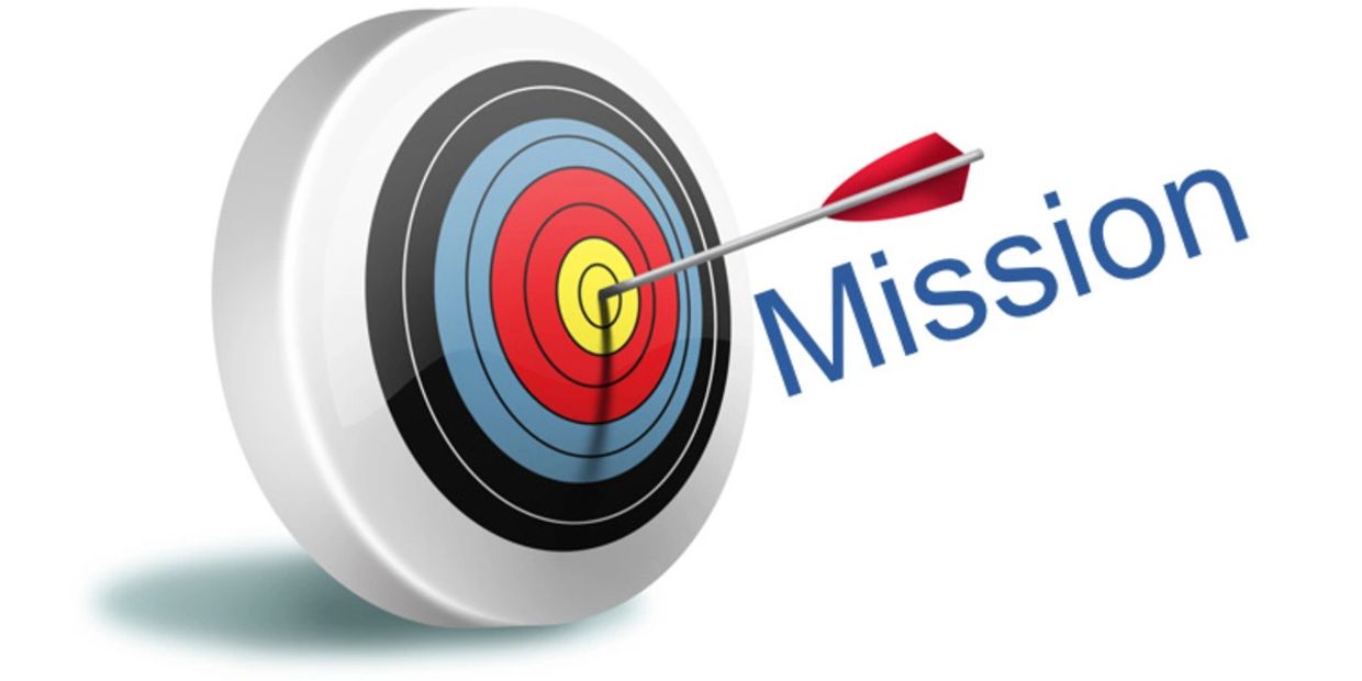 Arrow hitting the bullseye with the word 'Mission'.