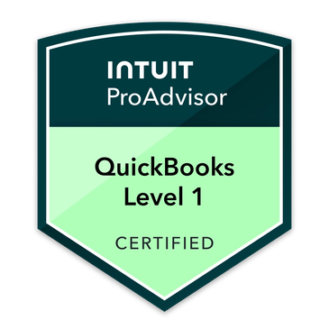 Intuit QuickBooks Level 1 certified badge.