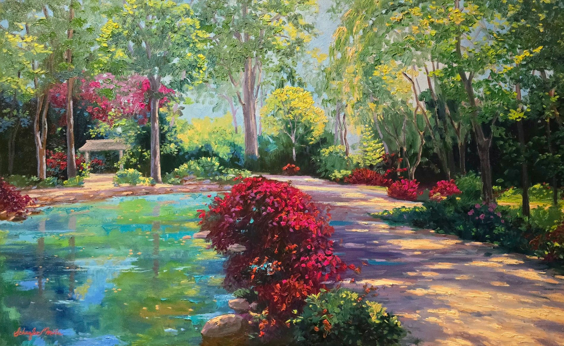 "A Place of Beauty" Oil 30x48 by Schaefer/Miles of Gibs Garden in Georgia