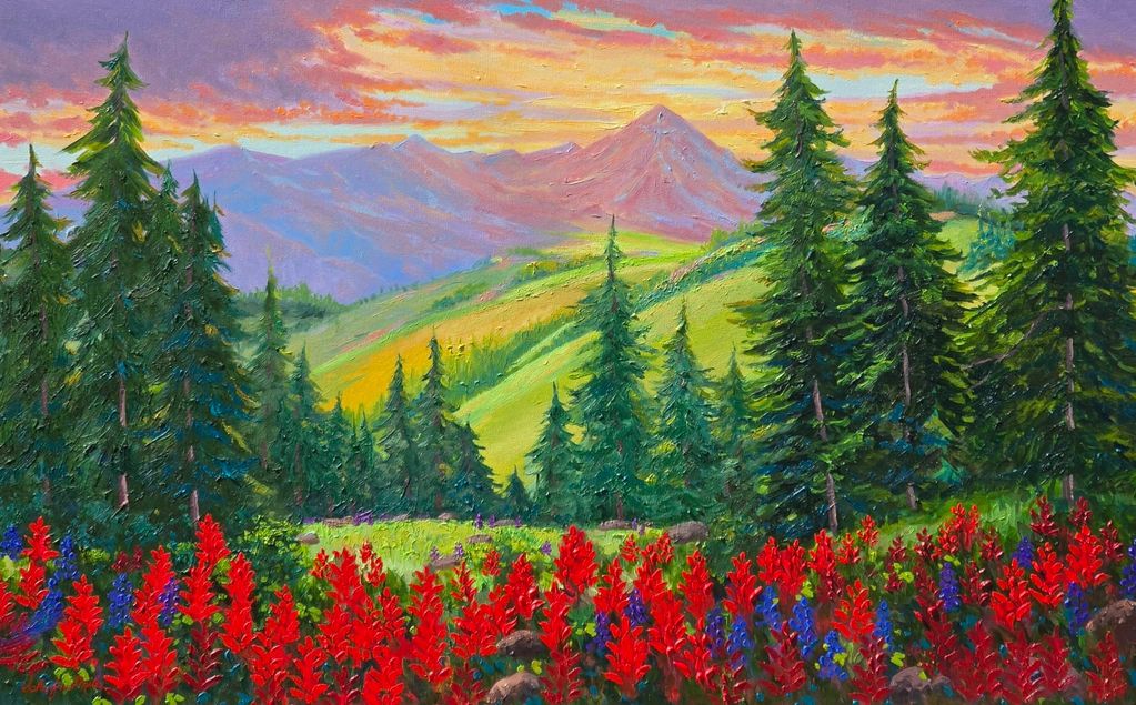 Rocky Mountain Wildflowers at Sunset Shrine Ridge Vail Pass, Colorado