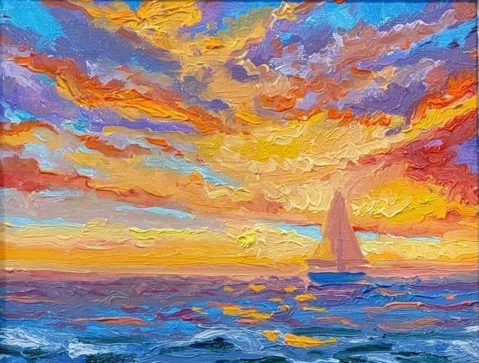 "Love Finds its Haven" Original Oil 8" x 10" 
This little beauty sailed away fast. Contact us about 
