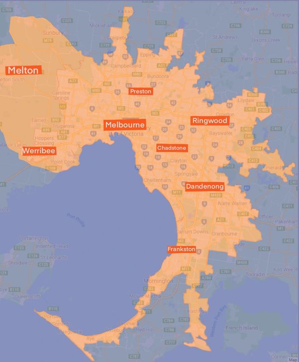 Map of melbourne service area
