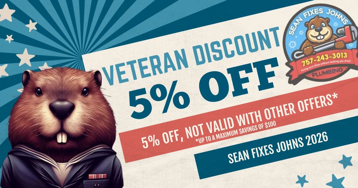 Veteran discount 5% off from Sean Fixes Johns Plumbing.
