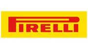 Pirelli logo with red text on yellow background.