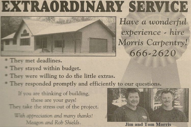 Jim and Tom Morris
newspaper article
paper ad
profiles
owners
Morris brothers