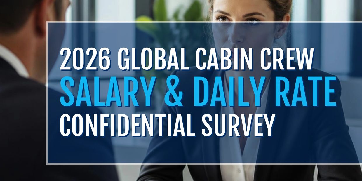 2026 global cabin crew salary and daily rate confidential survey poster.