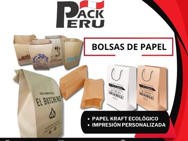 bolsas de papel con asas y sin para despacho y delivery de tiendas y boutiques