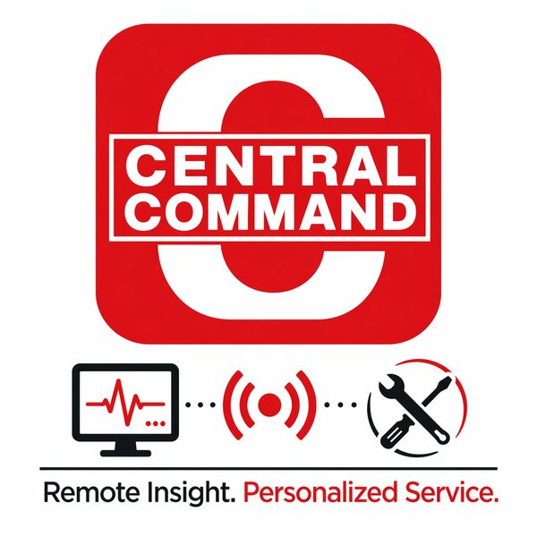 Central Command logo with remote insight and personalized service icons.