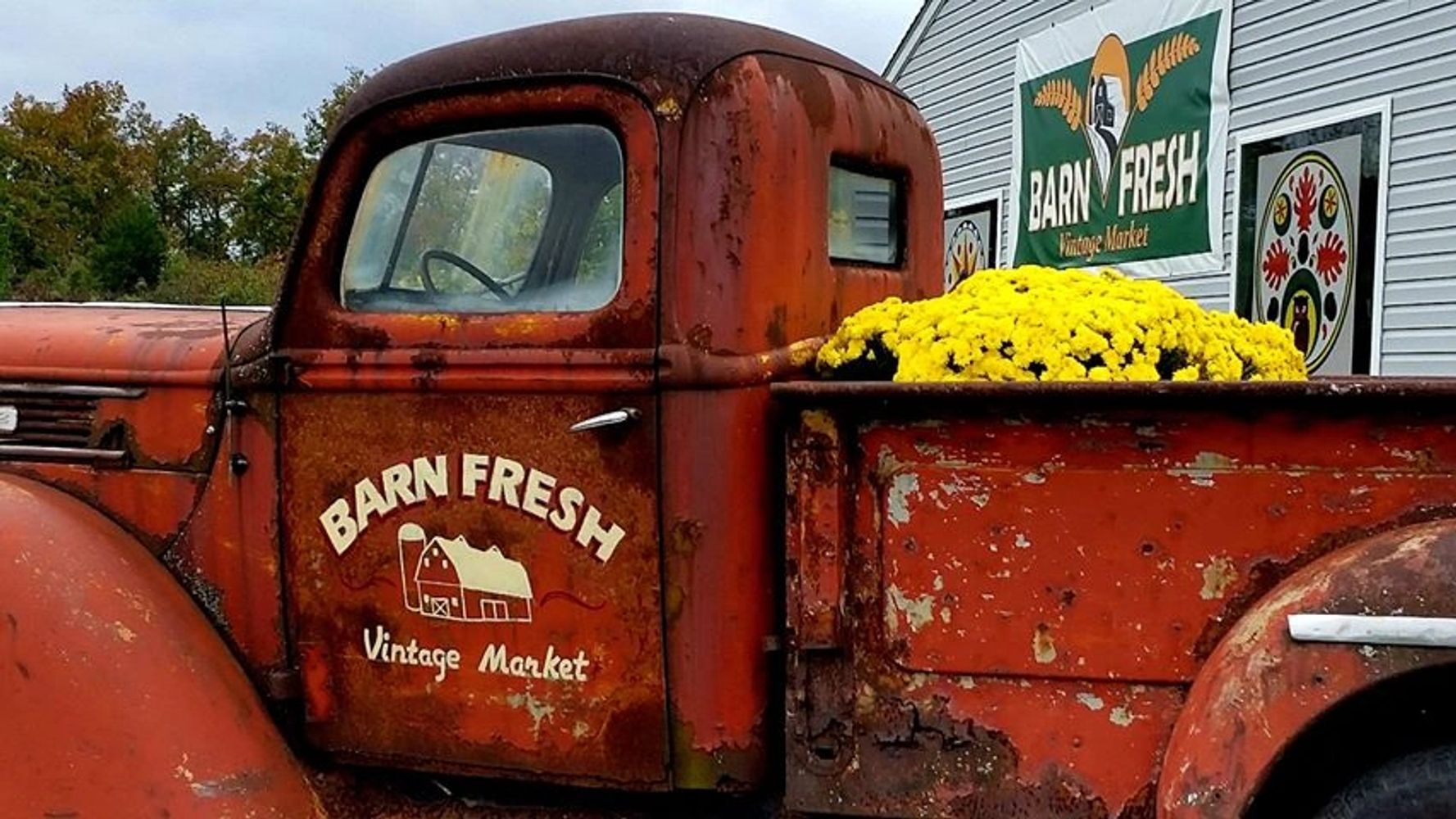 1941 Ford Pick up truck out in front  of Barn Fresh Vintage Market. 
