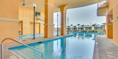 Large resort heated swimming pool