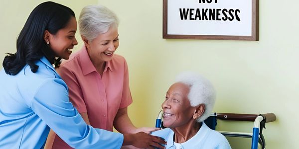 Caregiver helping elderly client with personal care and daily living assistance in their home