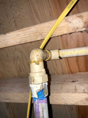 CPVC and PVC plumbing illegally done inside a house.   