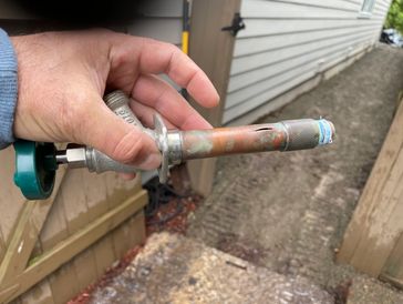 Frost freeze hose bib that cracked causing water damage to a residential house.   