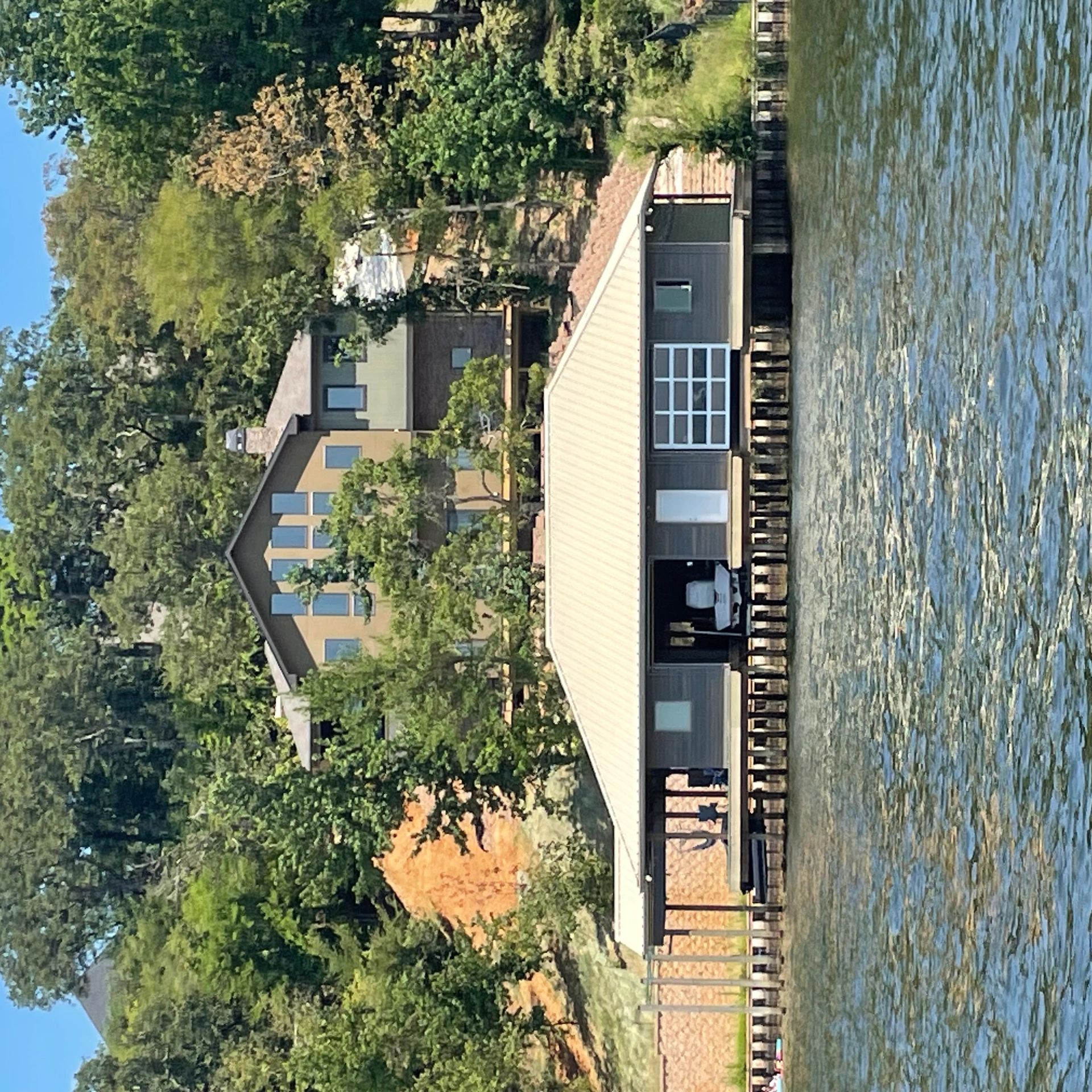 House & Boathouse - View from Lake Palestine. 