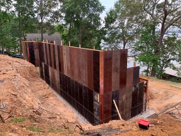 Wall forms installation, #5 rebar - 12" grid, 