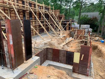 Foundation Forming 20' tall wall included in this residential foundation
