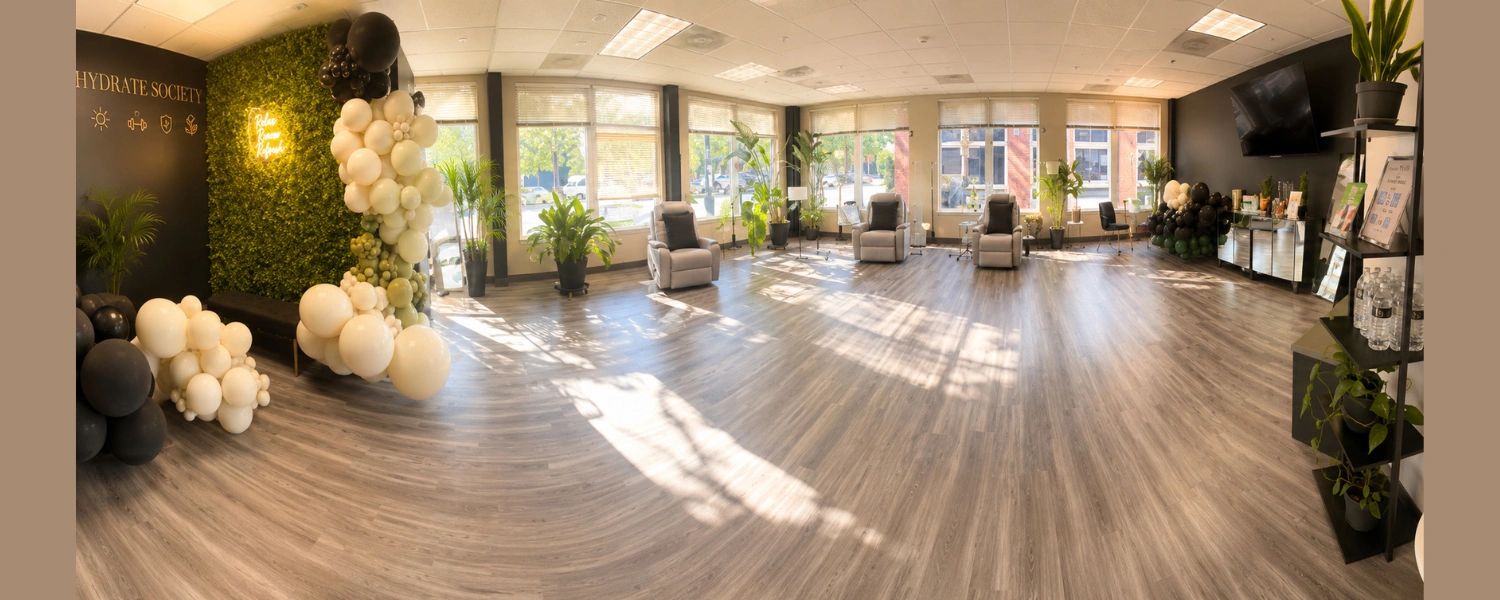 Clean, professional medical spa treatment room with neutral tones at Hydrate Society in Beaverton