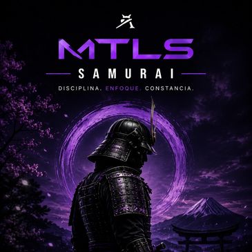 Samurai warrior in dark armor against a purple mystical background.