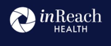 Logo of inReach Health with a camera shutter icon and white text on dark blue background.