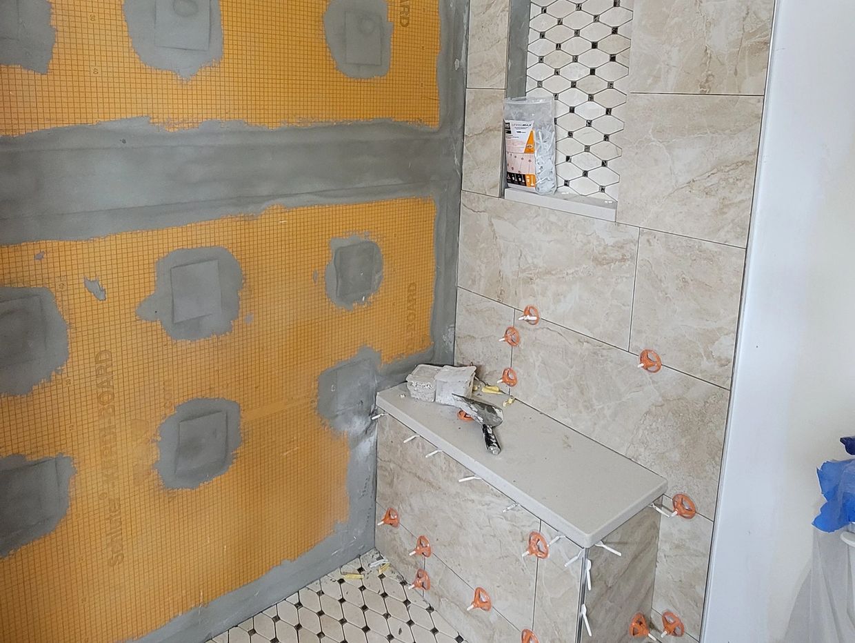 Evesham construction, tile work, tile man, tile installing, porcelain tile, ceramic tile, polished 