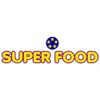 Logo with the text 'SUPER FOOD' and a paw print above the word.