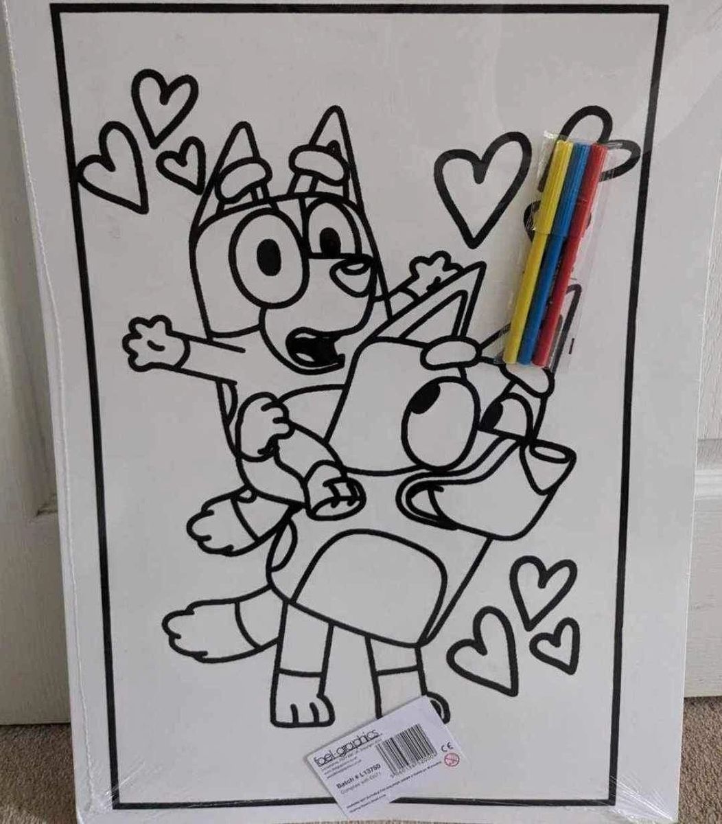 Large Bluey Velvet Colouring Board