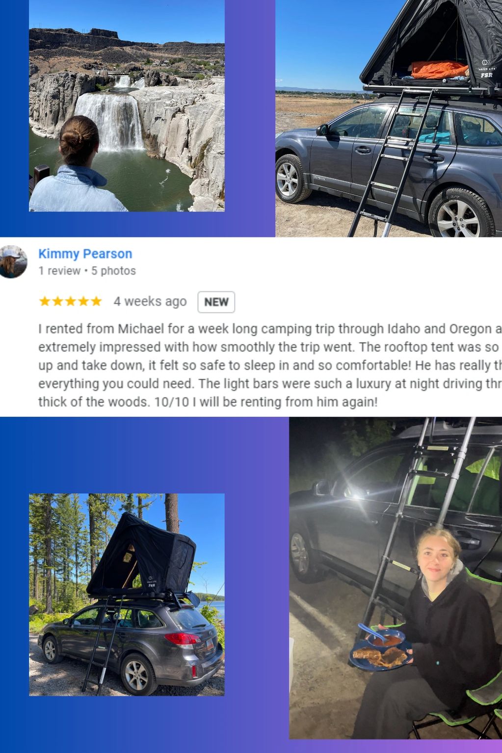 Roof Top Tent Camper Van Rental