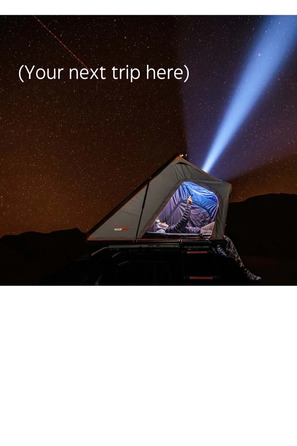 Roof Top Tent Rental. Camping Under Stars at night.