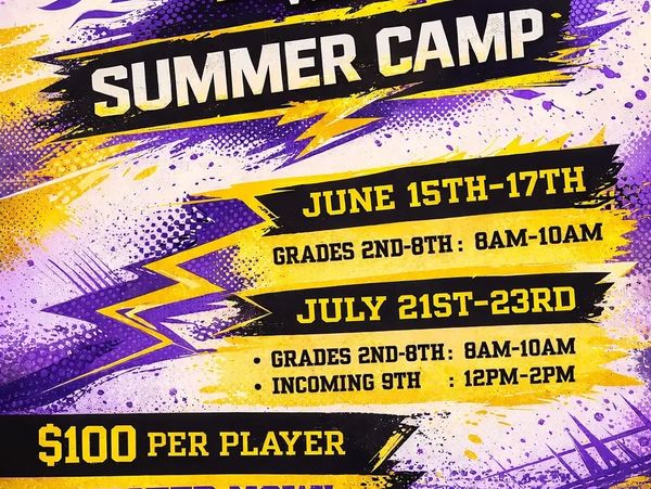 Summer camp dates and fees for grades 2-8 and incoming 9th.