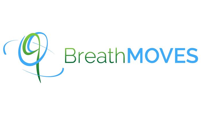 BreathMOVES logo with green and blue swirling design.