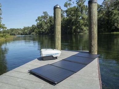 Dual power ports allow solar charging when discharging.

