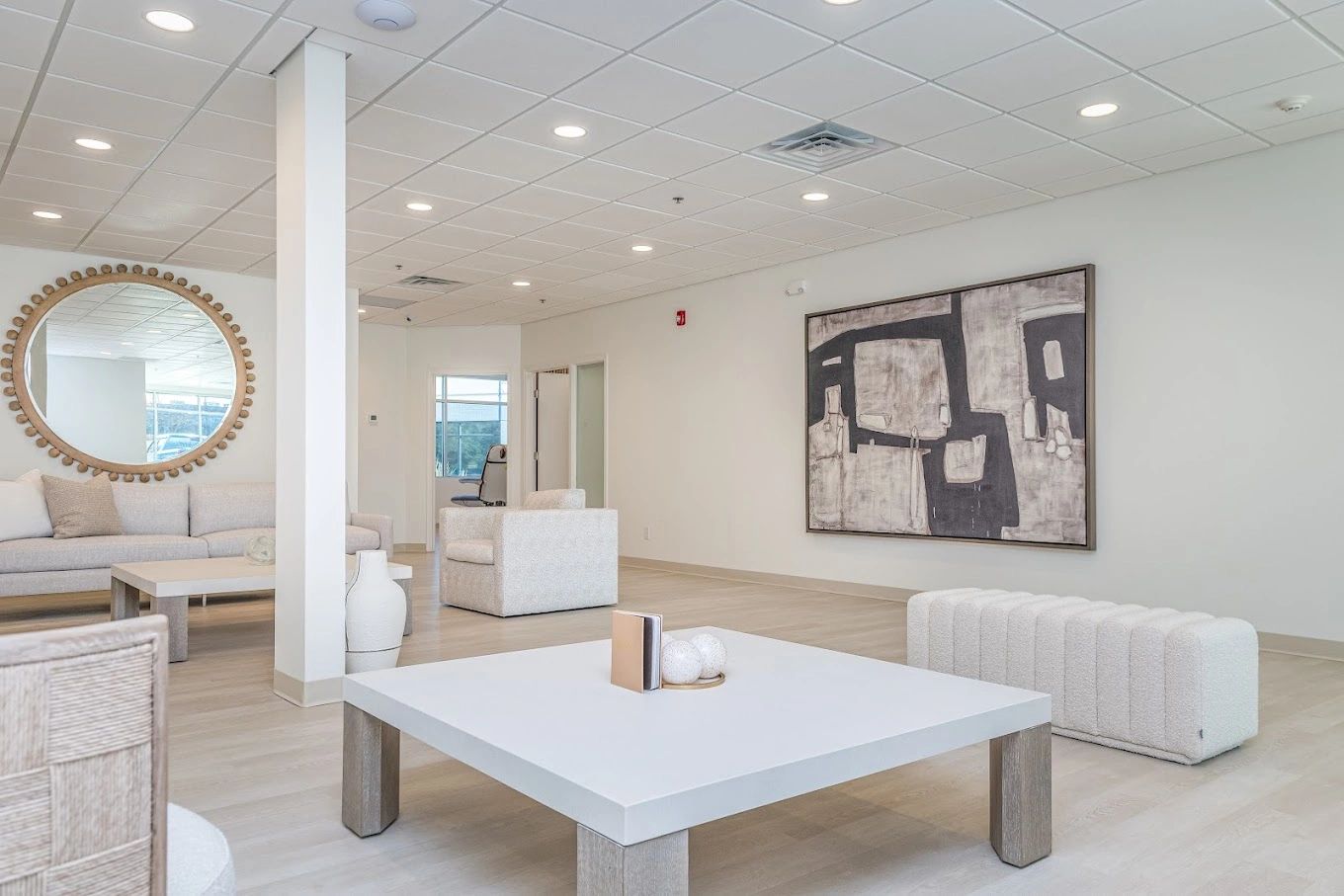 Clean, professional medical spa treatment room with neutral tones at Vital Skin Spa in Des Moines