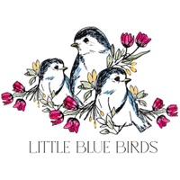 Little Blue Birds Flowers