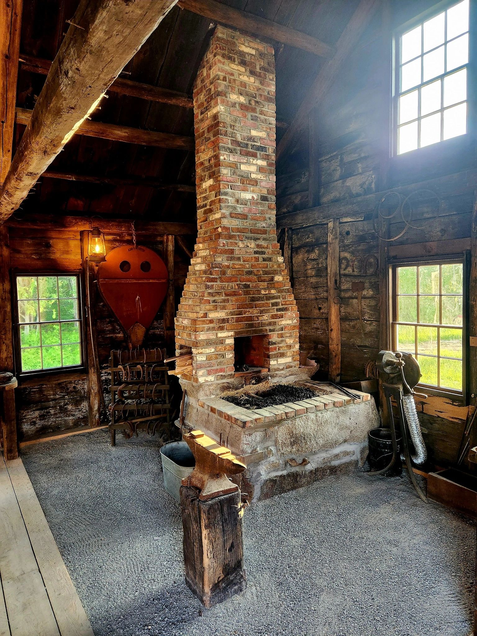 Image of forge in an 1820's reconstructed blacksmith shop 
