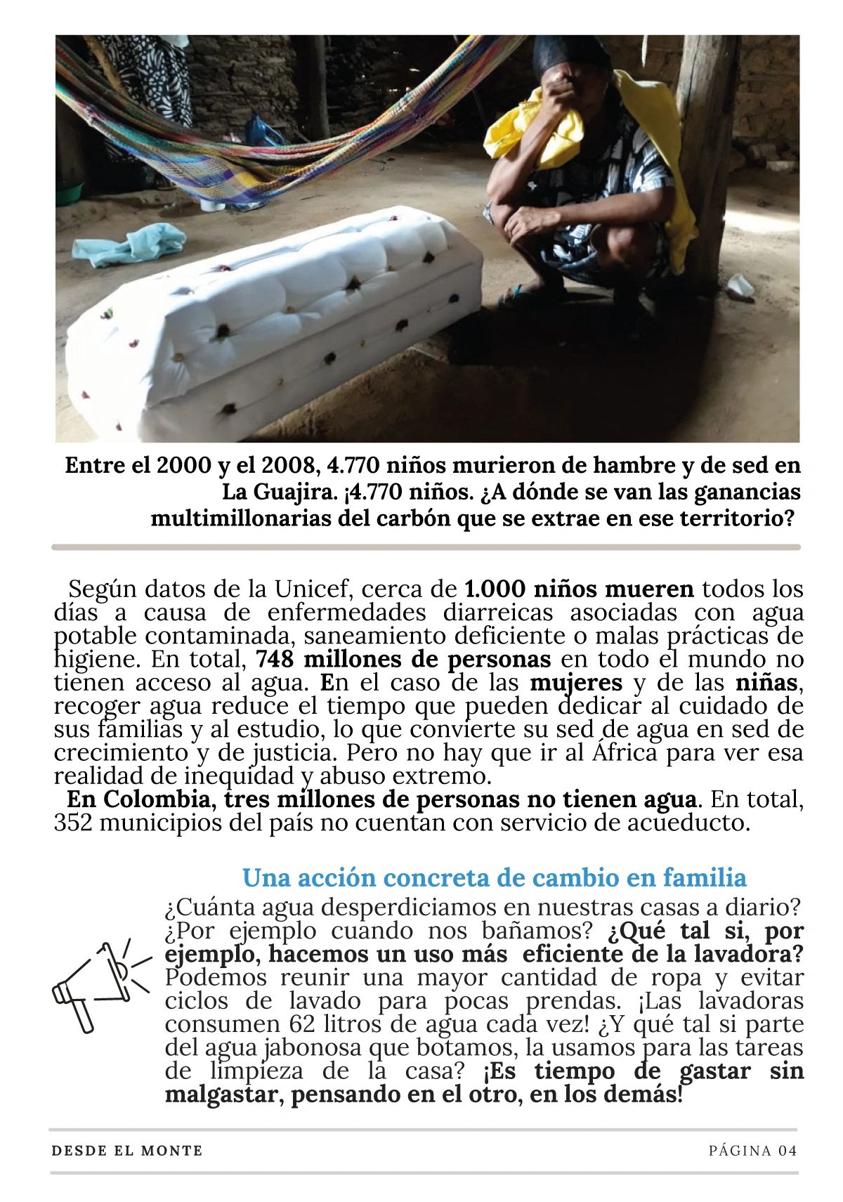 Imagen que muestra el impacto de la crisis del agua y la pobreza en La Guajira, Colombia.