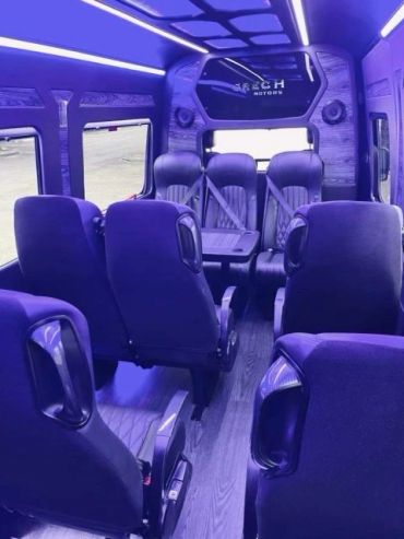 Opulent van with ambient lighting.