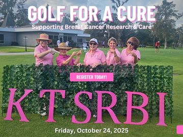 Group of women promoting a breast cancer golf fundraiser.