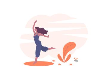 Illustration with a person doing exercises outside