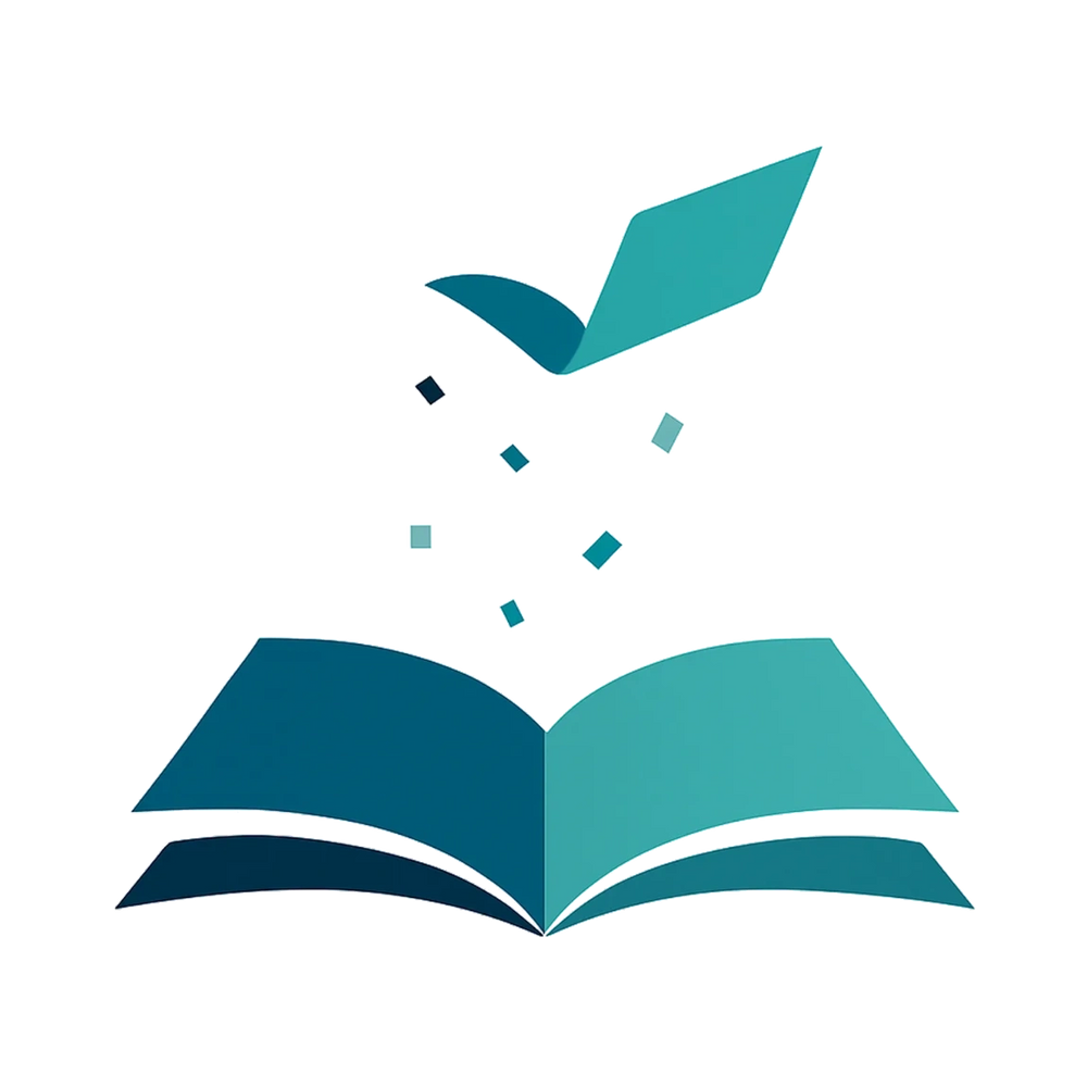 Stylized open book with pages transforming into flying paper birds.