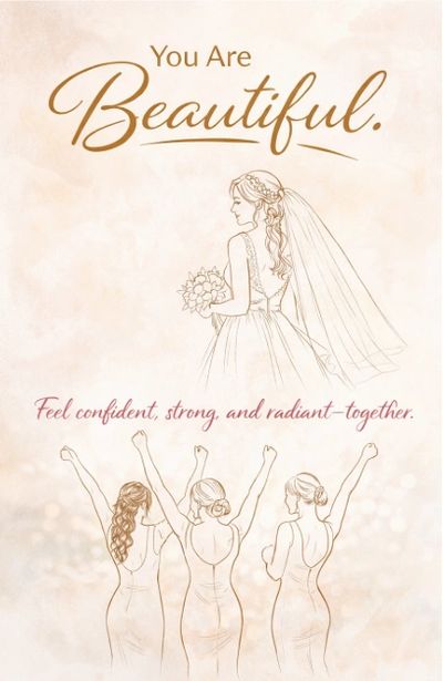 Inspirational bridal image with empowering message for confidence and beauty.