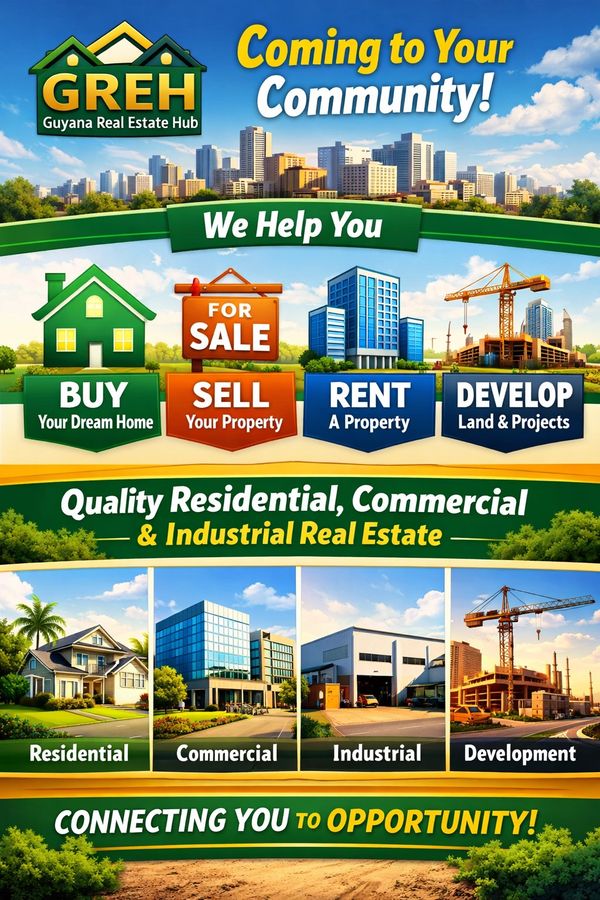 GREH offers buying, selling, renting, and developing real estate in Guyana communities.