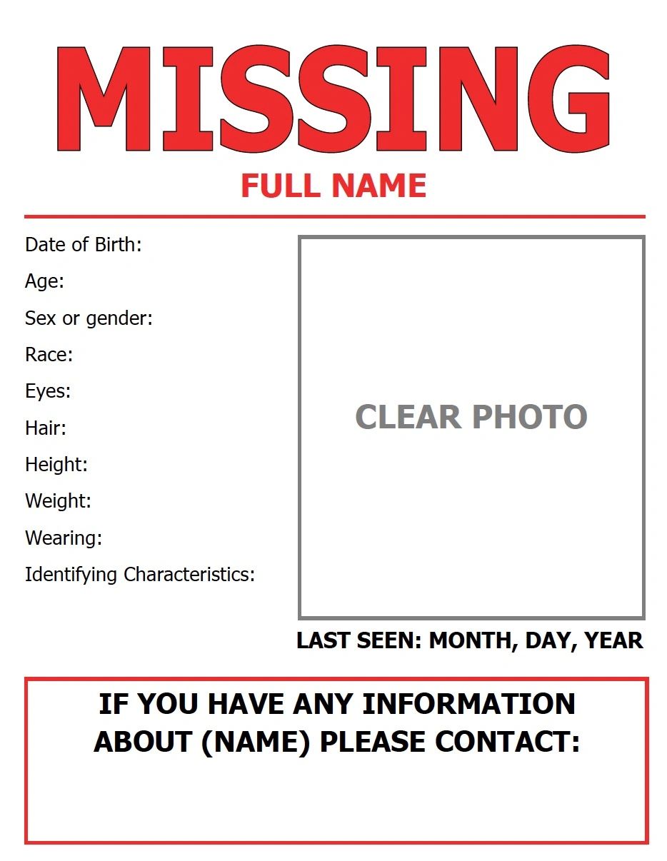 Missing Persons Checklist