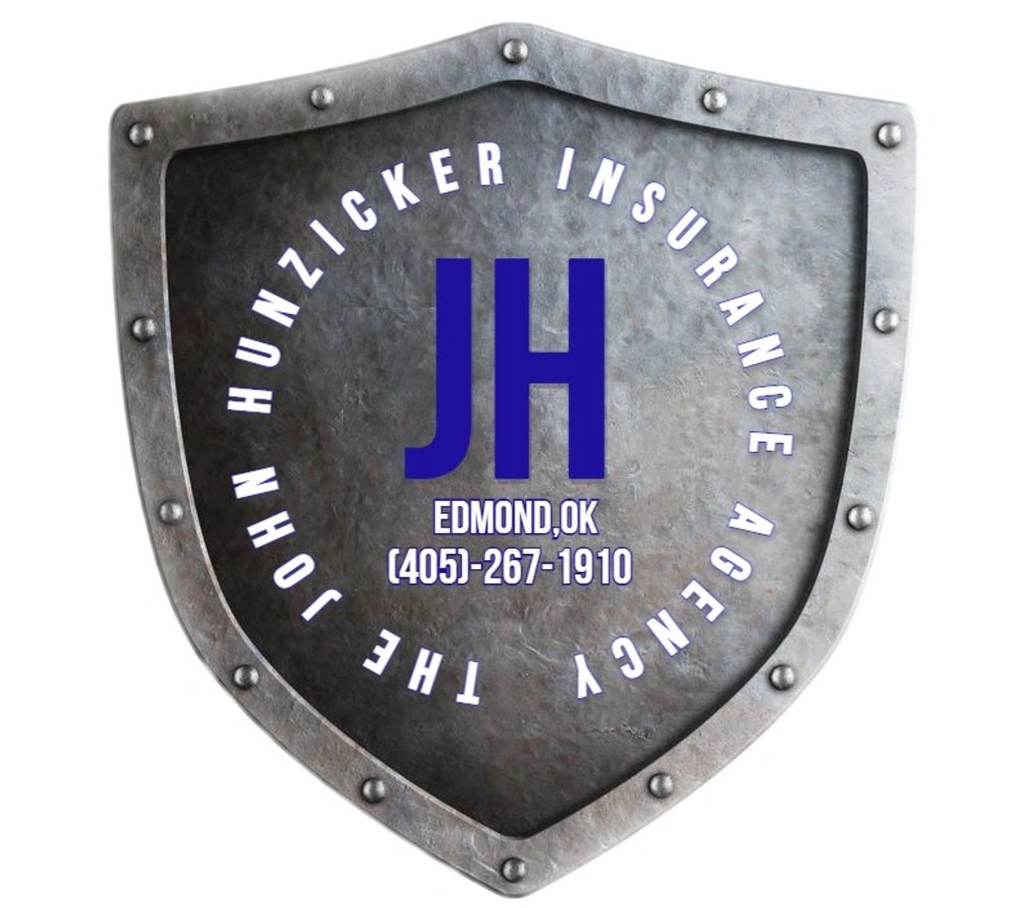 Shield logo for John Hunzicker Insurance Agency in Edmond, OK.