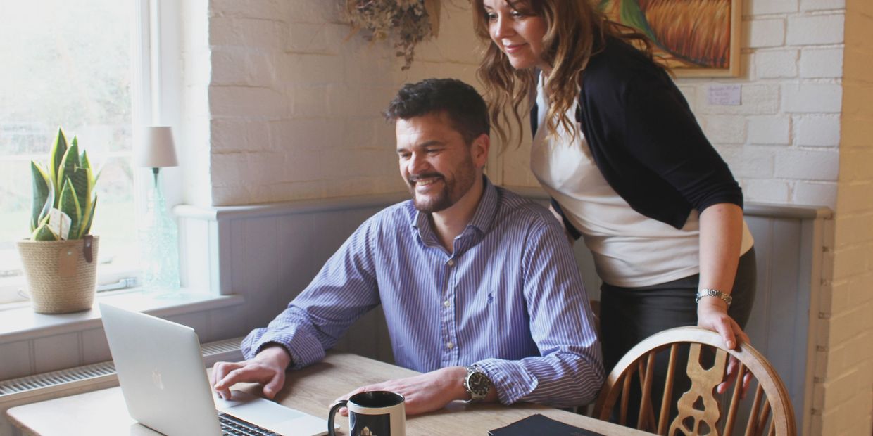 Paulina and Greg looking at GP Properties projects together 