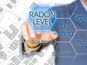 Image of terms Air Testing, Solutions, Exposure, Mitigation, Radioactive contamination, Radon Level