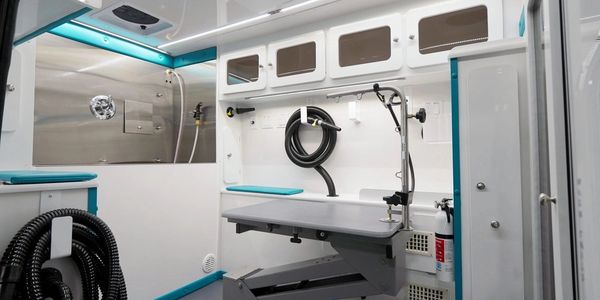 Inside Our Mobile Dog Grooming Van: Professional Grooming Equipment for Quality Pet Care Services.